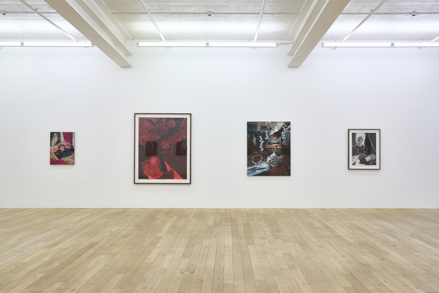 Installation view, Hernan Bas, Nightmares & Melancholy, Galerie Peter Kilchmann, 2024.