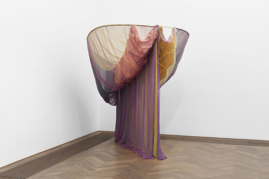 Installation view, Bizarre Silks, Private Imaginings and Narrative Facts, etc., an exhibition by Nick Mauss, view on Rosemary Mayer, Galla Placidia, 1973, Kunsthalle Basel, 2020. Photo: Philipp Hänger / Kunsthalle Basel