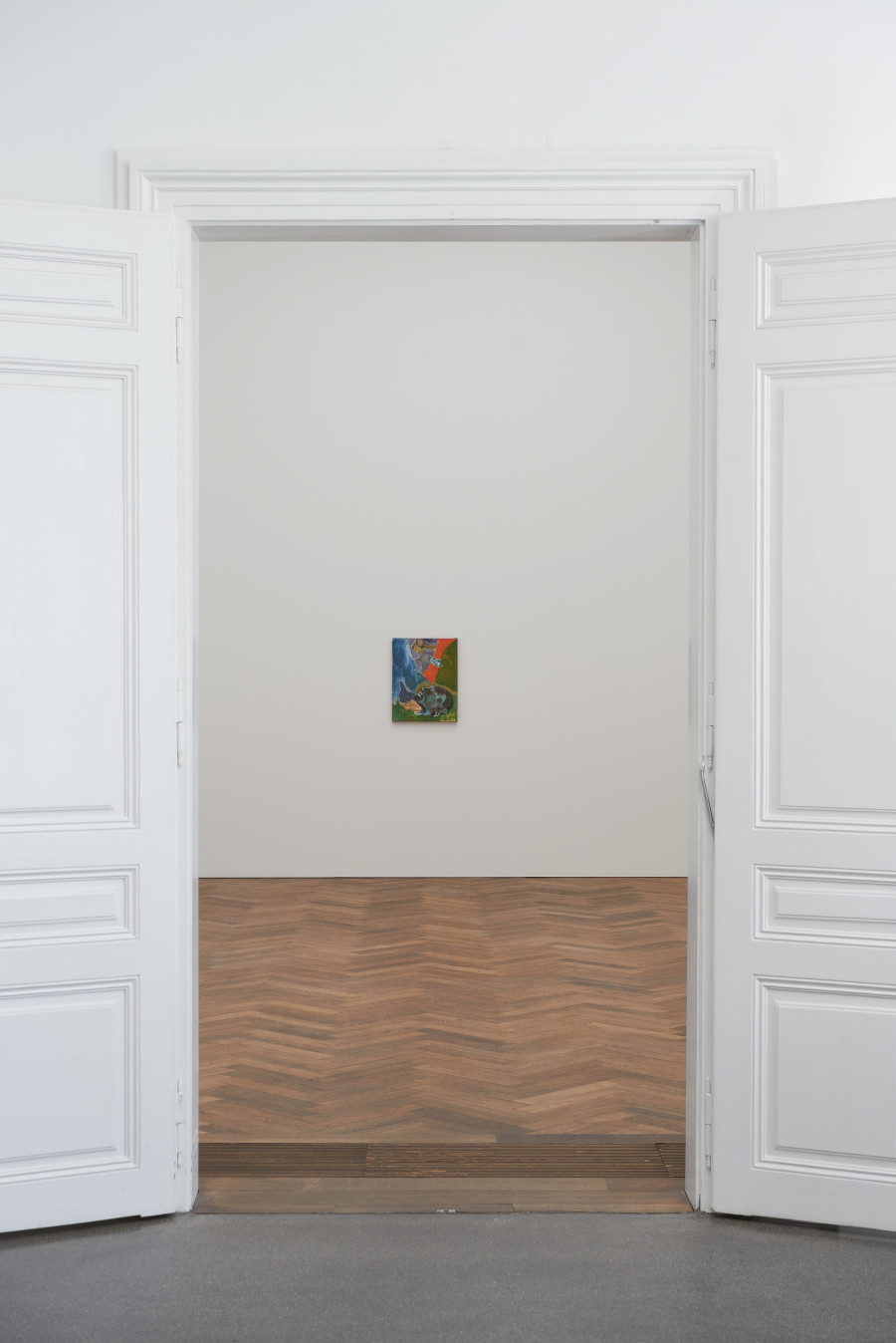 Installation view, Michael Armitage, You, Who Are Still Alive, Kunsthalle Basel, 2022, view on, Head of Koitalel, 2021. Photo: Philipp Hänger / Kunsthalle Basel. All works, unless otherwise mentioned, courtesy of the artist and White Cube. Cave, 2021, Courtesy of the artist and Pinault Collection