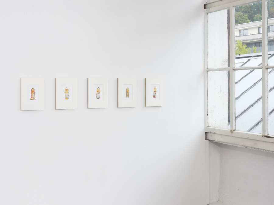 Théa Giglio, Still Life (after Eric Vial), 2020–2025, inkjet print on Extra Life paper, MDF, exposed mounting, 21 × 27 cm each (×5). © Sebastien Verdon