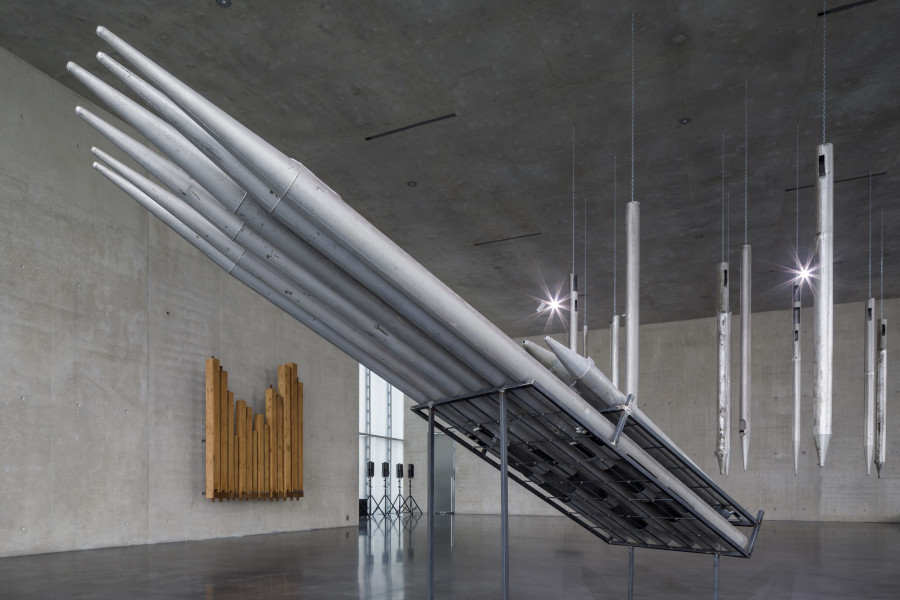 Valie Export, Oh Lord, Don't Let Them Drop That Atomic Bomb on Me, 2023, Installation view ground floor Kunsthaus Bregenz. Photo: Markus Tretter. Courtesy of the artist © Kunsthaus Bregenz, VALIE EXPORT / Bildrecht, Wien 2023