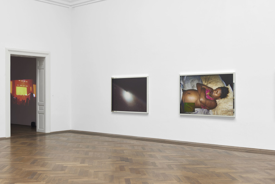 Deana Lawson, installation view, Centropy, Kunsthalle Basel, 2020, view on Black Horizons, 2020 (left) and Deleon? Unknown, 2020 (right). Photo: Philipp Hänger / Kunsthalle Basel