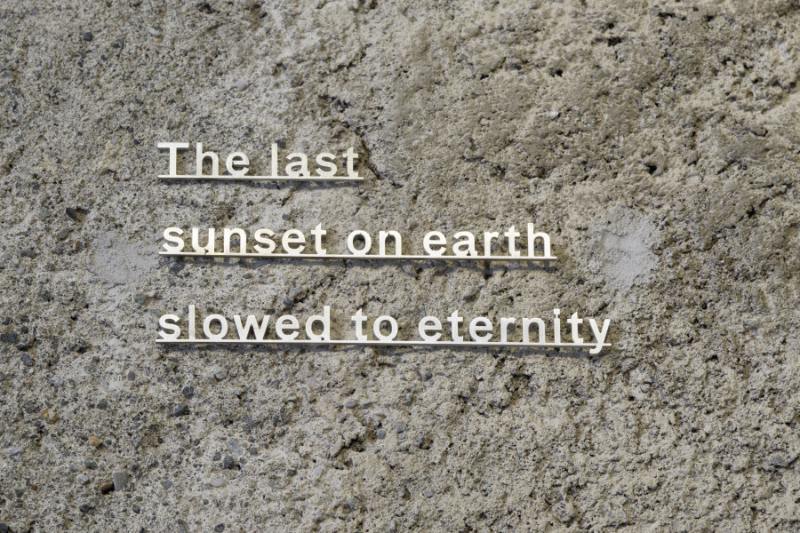 Katie Paterson, IDEAS - (The last sunset on earth slowed to eternity), 2021, micro-waterjet-cut Sterling Silver, 11 x 22.9 x 0.3 cm