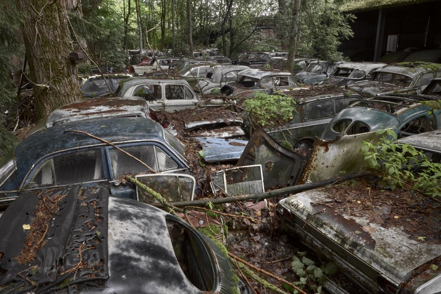 Vintage cars in the Franz Messerli auto-graveyard in Kaufdorf, Bern, 2009  Erik and Petra Hesmerg and More Gallery Courtesy Fairweather & Fairweather LTD and More Gallery
