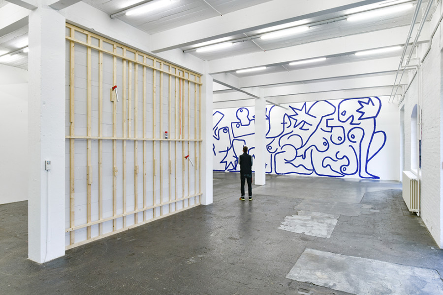 Exhibition view «La fine ligne», with works from Simon Paccaud and Marine Julié. Photo: Kunst Halle Sankt Gallen, Sebastian Schaub