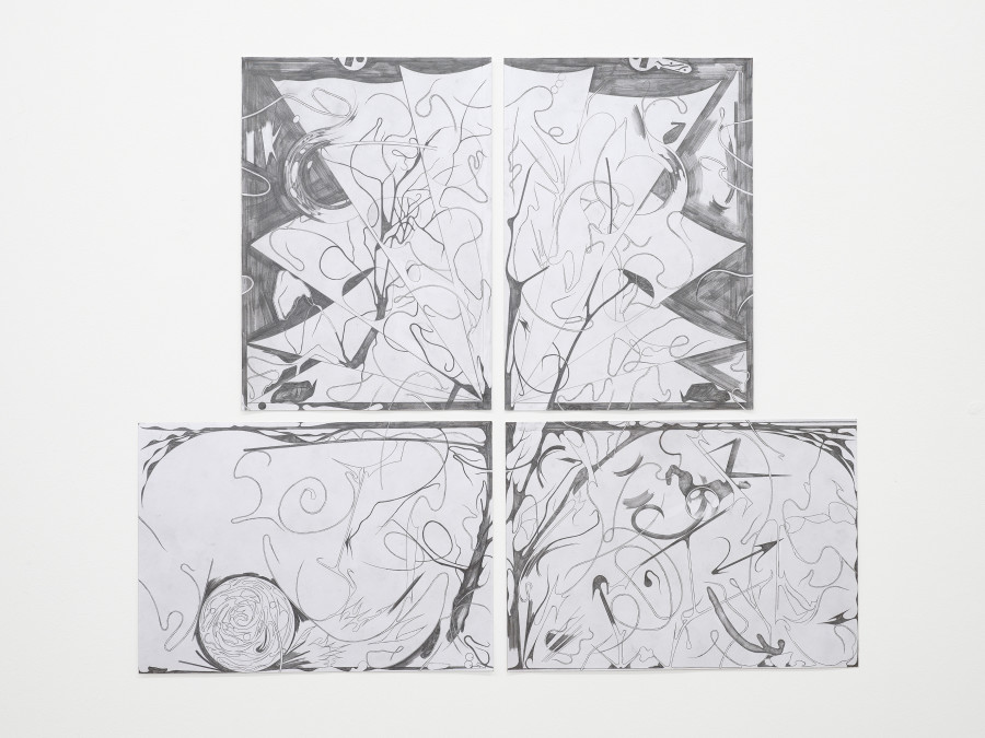 Mathis Pfäffli, behind and before each drawing lies another drawing, Graphite on paper,  29.8 × 21 cm, 2023 / Photo: Cedric Mussano / Courtesy: The artist, Kirchgasse Gallery, Steckborn and Damian and the Love Guru, Brussels/Zurich