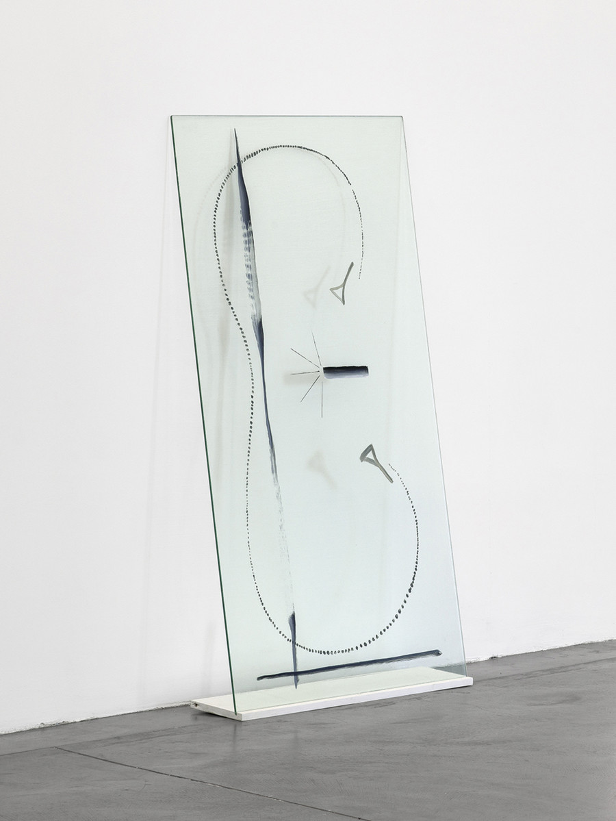Steffani Jemison, Untitled, 2021, Acrylic, tempered glass table top, hardware, 149.9 x 76.2 x 12.7 cm