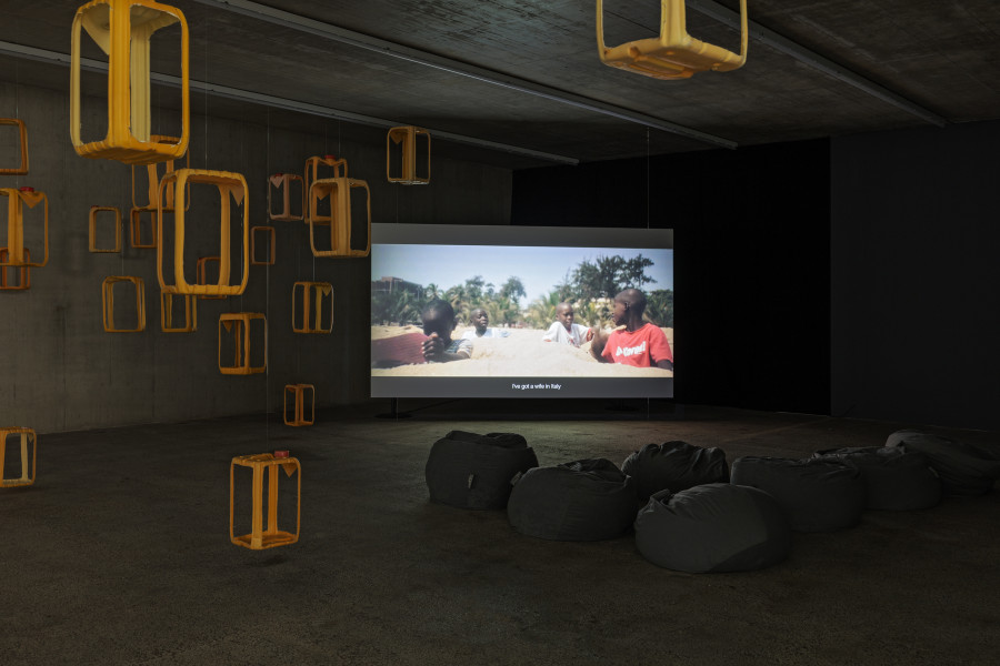 Binelde Hyrcan, Cambeck, 2011; WE ARE ALL IN, 2026. Courtesy of the artist. Ausstellungsansicht / Installation view Kunsthaus Baselland 2026. Foto / Photo: Gina Folly © Kunsthaus Baselland
