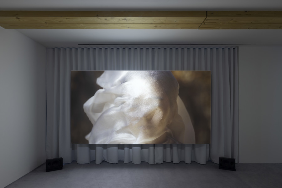 Saodat Ismailova, Melted Into The Sun, 2024. Installation view of “Lantern With No Walls”, Fondazione In Between Art Film at Tarmak 22, Gstaad, 2024. Courtesy of the artist and Fondazione In Between Art Film. Photo: Andrea Rossetti