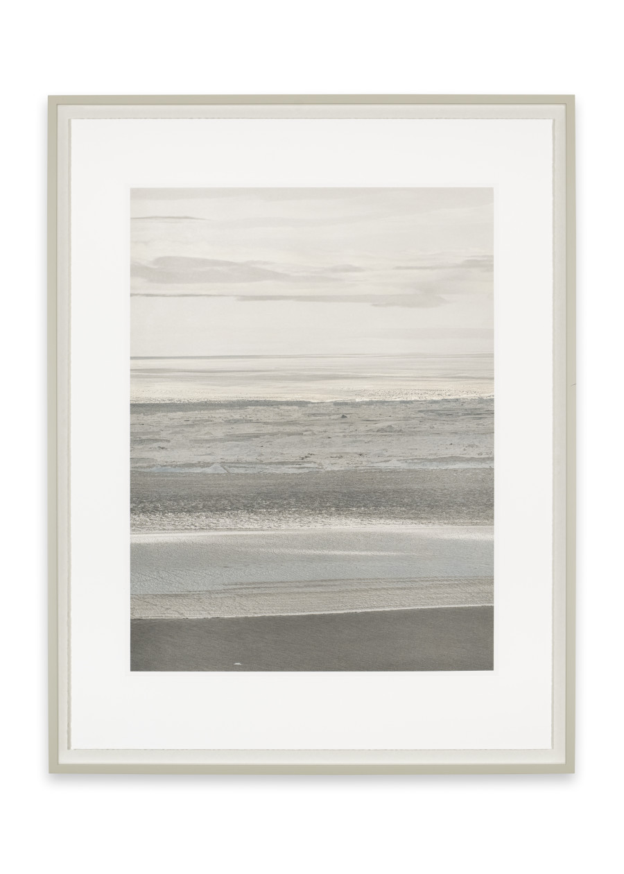Julian Charrière, Limen 15.45° - ENE, Three-color photogravure printed with glacial rock specimen, 107 x 83 x 4.2 cm (framed)