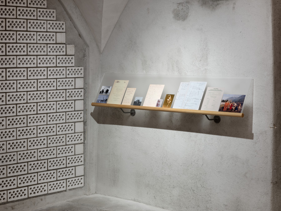 Exhibition view “Suzanne Perrottet. After Dada, After Dance,” Cabaret Voltaire 2025; ballet-barre presentation with facsimiles from Kunsthaus Zürich, the SAPA Foundation, Niklaus Stauss, and the Archivio di Stato Bellinzona (Estate Harald Szeemann). Photo: Cedric Mussano. Courtesy: Suzanne Perrottet, Walter Schwabe / Fotostiftung Schweiz, Luise Schwabe / ProLitteris, Niklaus Stauss, Johann Adam Meisenbach, Tarren Johnson & Joel Cocks, Elaine Mitchener, New Kyd, Thibault Lac.