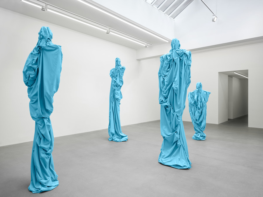 Installation view, Aria Dean, Sandra Mujinga, Tschabalala Self, Galerie Eva Presenhuber, Zurich, Waldmannstrasse, 2026. © the artists. Courtesy the artist and Galerie Eva Presenhuber, Zurich / Vienna. Photo: Stefan Altenburger Photography, Zürich