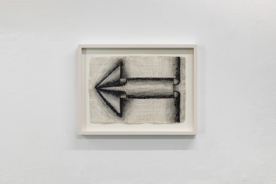 Sam Porritt, Double Back, 2024, Brush and Ink on Handmade Paper, Framed, 66 x 49.5 cm. Photo: Kilian Bannwart