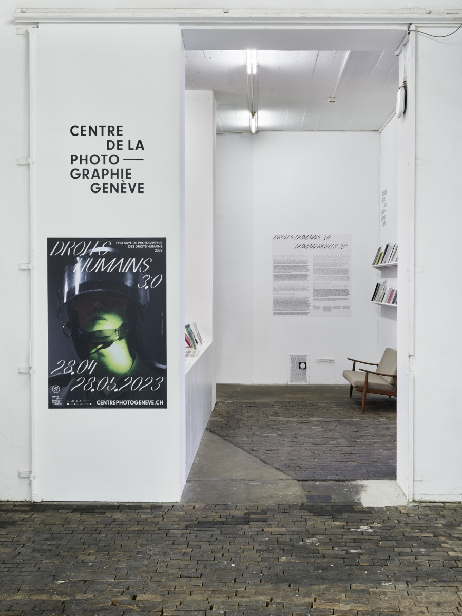 Installation view, AOYF Human Rights Photography Prize, CPG Geneva, 2023. Photo credit: Léonard Rossi
