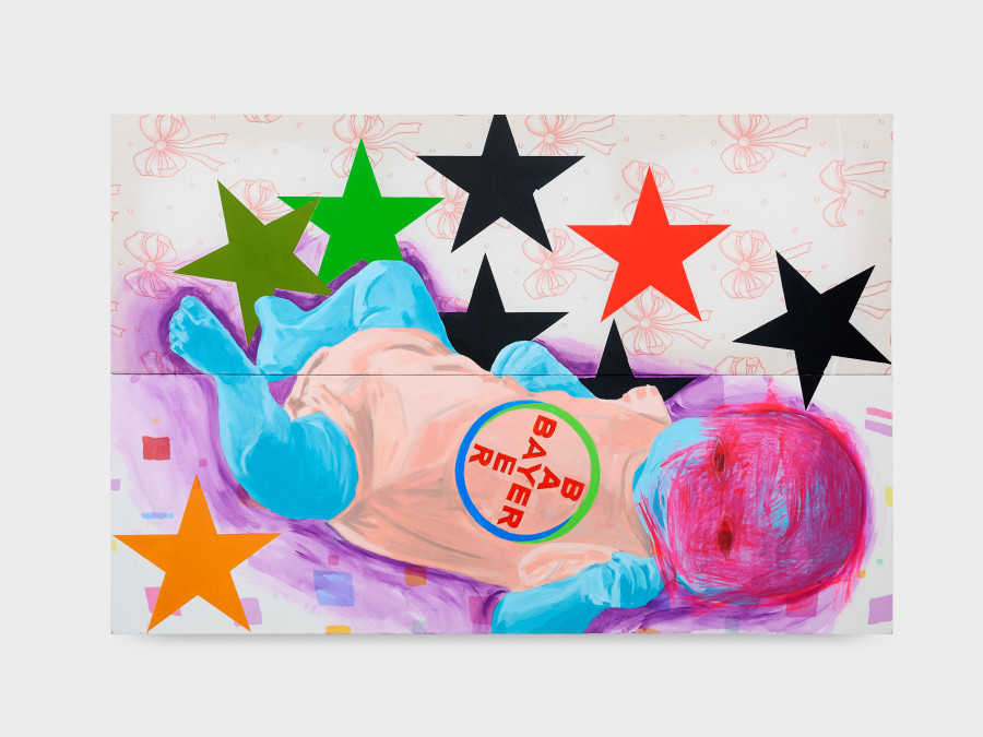 Angélique Heidler, Rêve l’été dernier, 2026. Acrylic on textile. 132 × 195 cm. Photo credit: Philipp Rupp