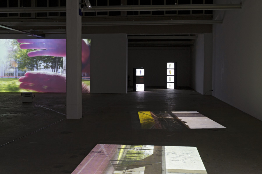 Christoph Oertli, Timeline, 2014 / Cité Modèle, 2020 / 19 x Barfuss, 2002/2020. Courtesy the artist. Installation view Kunsthaus Baselland 2020. Photo: Gina Folly