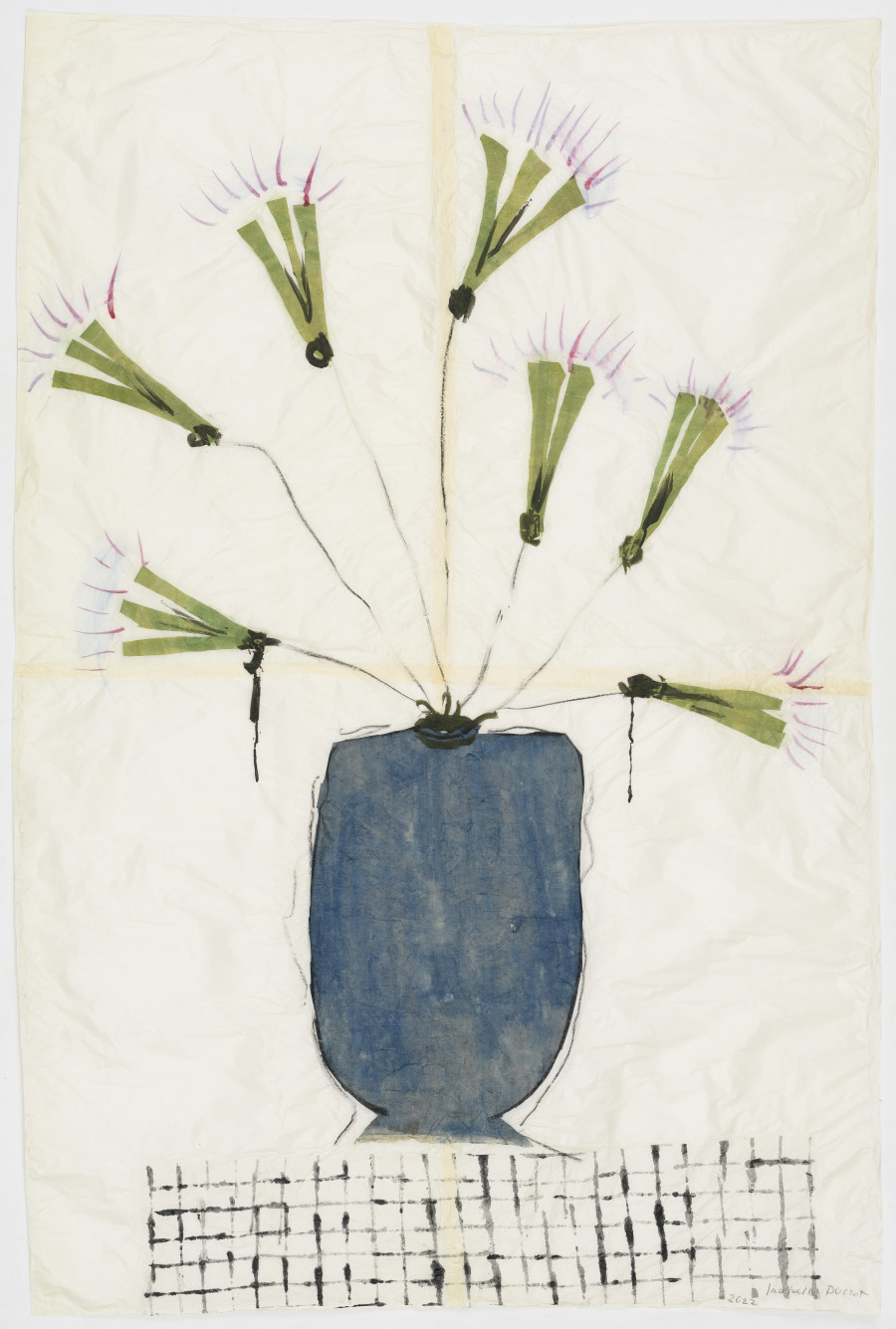 Isabella Ducrot, Big Pot IV, 2022, Pencil, collages, pigment, textile on Japan paper, 190 x 126 cm. Photo credit: Giorgio Benni