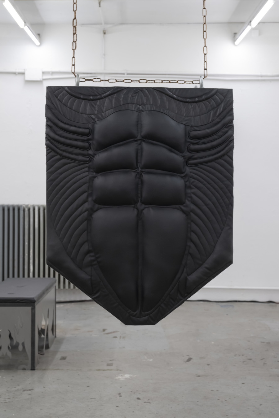 Nicola Genovese, Paravent, metal, fake leather, LED light, 2023.