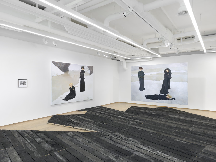 Installation view, Paulina Olowska and Deborah Turbeville, Widows of the Wind, Pace Gallery, 2024-2025. Photo credit: Annik Wetter. Courtesy of Pace Gallery, Paulina Olowska and Deborah Tuberville / MUUS Collection