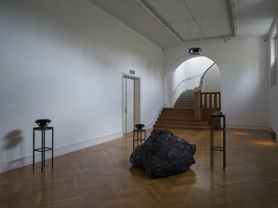 Exhibition view, ntu, Nolan Oswald Dennis, Tabita Rezaire, Bogosi Sekhukhuni, Kunsthalle Bern, 2023. Photo: Cedric Mussano