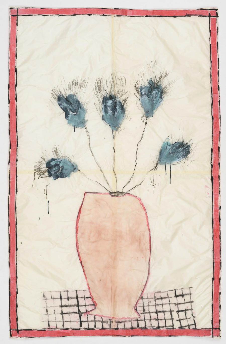 Isabella Ducrot, Big Pot V, 2022, Pencil, collages, pigment, textile on Japan paper, 190 x 126 cm. Photo credit: Giorgio Benni