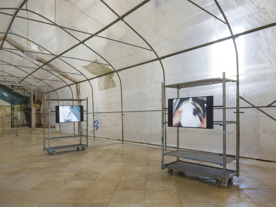 L’Effet de serre, Abbatiale Bellelay, exhibition view (Margaret Raspé). Photo credit: Sebastian Verdon / Abbatiale Bellelay