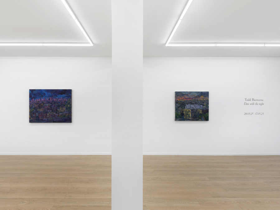 Exhibition view, Todd Bienvenu, Date with the night, Galerie Sébastien Bertrand, Geneva, 2025. Photo credit: Annik Wetter, Courtesy the artist and Galerie Sébastien Bertrand