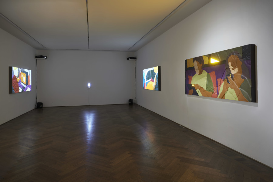 Neïl Beloufa, Humanities, exhibition view, Kunsthalle Basel, 2024, photo: Philipp Hänger / Kunsthalle Basel