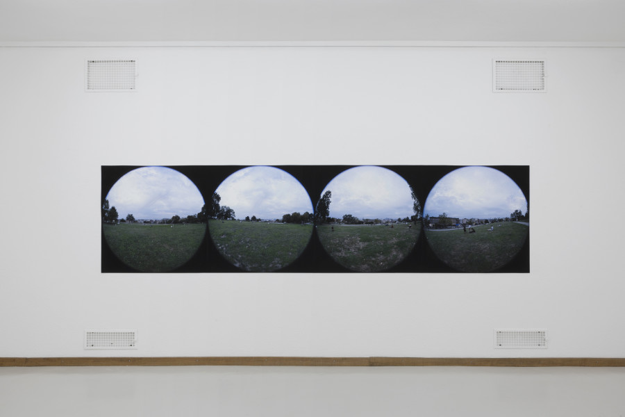 Emanuel Rossetti, Sunset (5), 2024. UltraChrome HDR ink on Enhanced Matte paper, mounted on linen, 110 x 440 cm. Emanuel Rossetti, Stimmung, installation view, Kunsthaus Glarus, 2024. Photo: Gina Folly. Courtesy of the artist, Karma International, Zurich and Jan Kaps, Cologne.