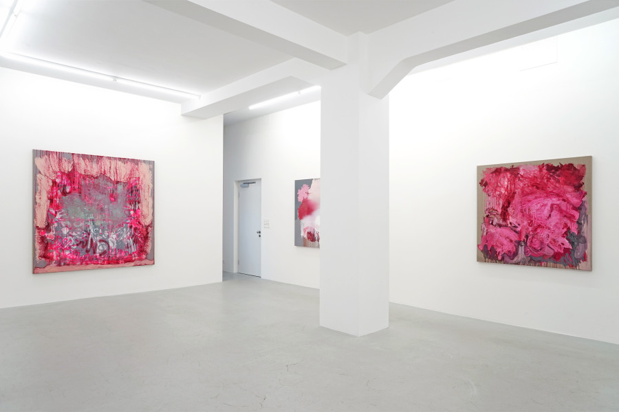 Exhibition view, Eleni Gkinosati, New Paintings, Lullin + Ferrari, 2024.