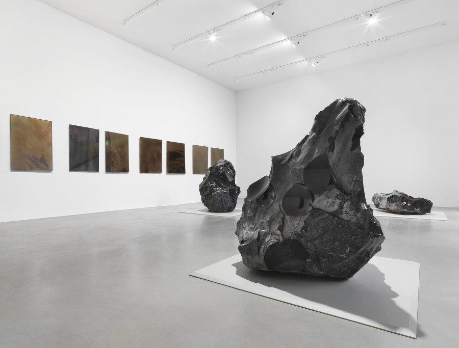Julian Charrière, Thickens, Pools, Flows, Rushes, Slows, 2020 & A Sky Taste of Rock, 2016. Installation View, Towards No Earthly Pole, 2020 Aargauer Kunsthaus, Aarau, Switzerland. Courtesy the artist © 2020, ProLitteris, Zürich, Photo by Jens Ziehe.