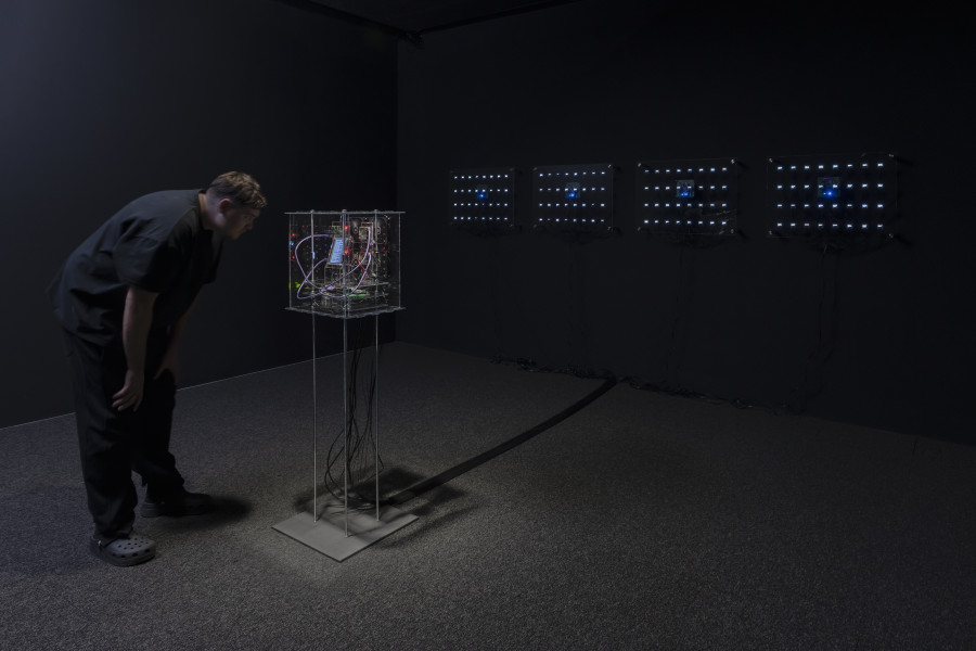 Chloé Michel, Proof of Faith, 2022, exhibition view «Collective Worldbuilding – Art in the Metaverse», 2023, HEK, Photo: Franz Wamhof