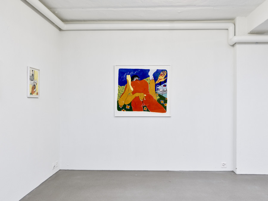 Exhibition view, Soufiane Ababri, if I had to put a title here it would be my epitaph, flatmarkus, Zürich, 2025. Photo credit: Felix Jungo. Courtesy of the artist, Dittrich-Schlechtriem and flatmarkus