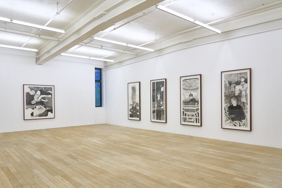 Installation view, Hernan Bas, Nightmares & Melancholy, Galerie Peter Kilchmann, 2024.