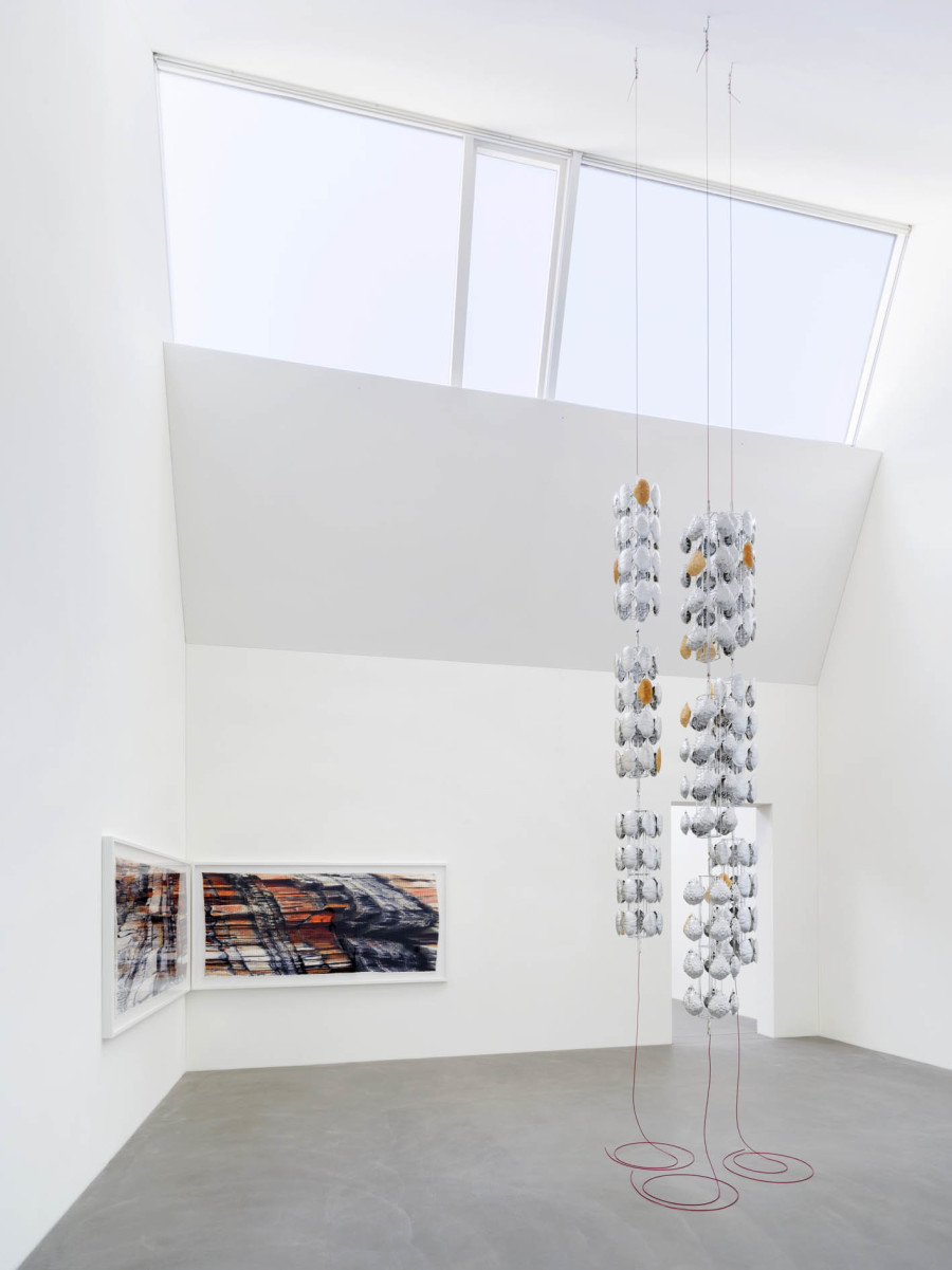 Exhibition view, Alice Channer, Heavy Metals / Silk Cut, Kunstmuseum Appenzell / Kunsthalle Appenzell, 2023. Photography: Roman März