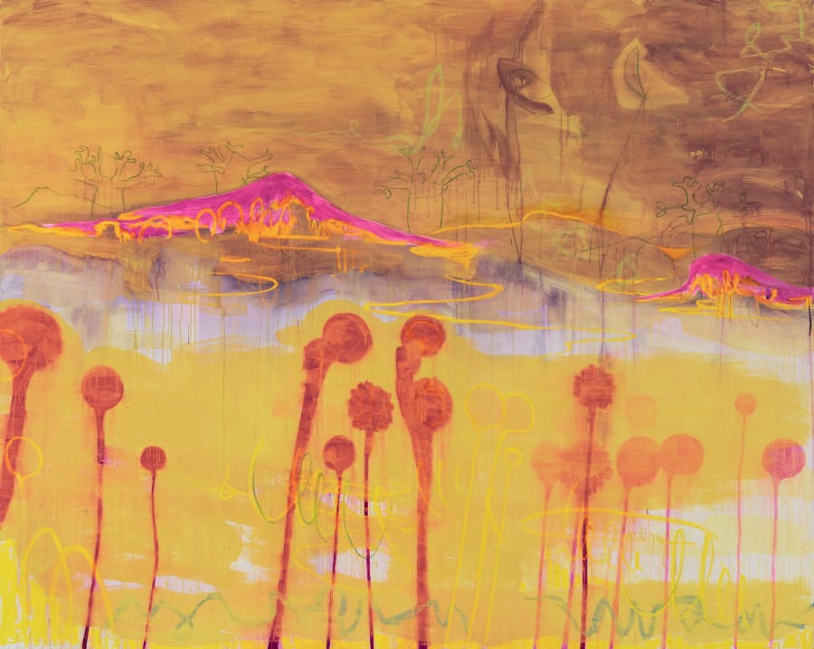 Rebekka Steiger, «mauvaise herbe», 2019, Tempera und Ölkreide auf Leinwand, 240 x 300 cm © Rebekka Steiger und Galerie Urs Meile, Beijing-Luzern