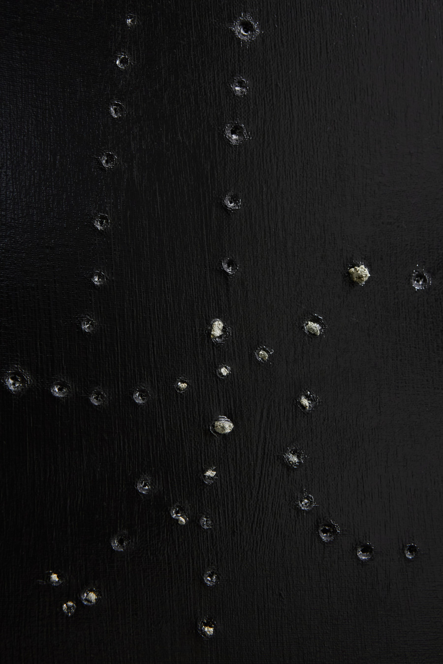 Valentina Vaccarella, The Damned, 2026 (detail) Acrylic, pyrite and holes. 155 × 173 cm. Photo credit: Philipp Rupp
