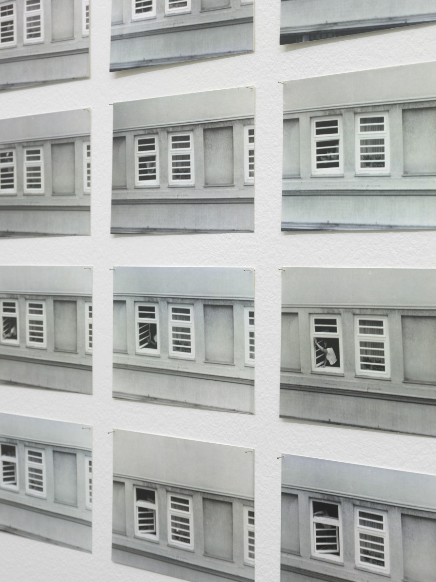 Hans-Peter Feldmann, Zeit Serie, Fensterputzerin (Detail), 1970s, 31 b/w photographs, 9 x 13 cm