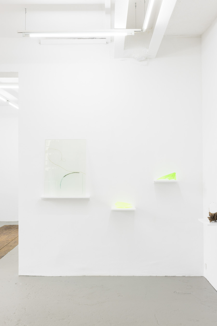 Installation view, Elements of Time, Maya Hottarek, Barbara Davi, Michele Gabriele & Krištof Kintera, KALI Gallery, 2024.