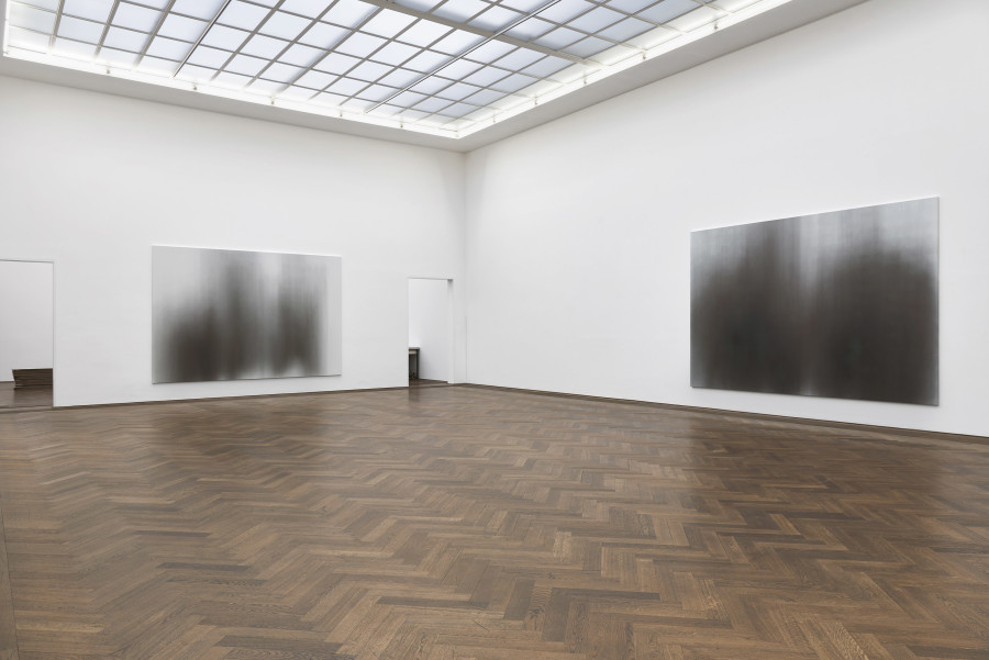 Daniel Turner, Three Sites, Kunsthalle Basel, 2022. Exhibition view from left to right: (Holdenweid) Burnish 4, (Holdenweid) Burnish 2, both works 2022. Photo: Philipp Hänger / Kunsthalle Basel. All works courtesy the artist and Gallery Allen, Paris