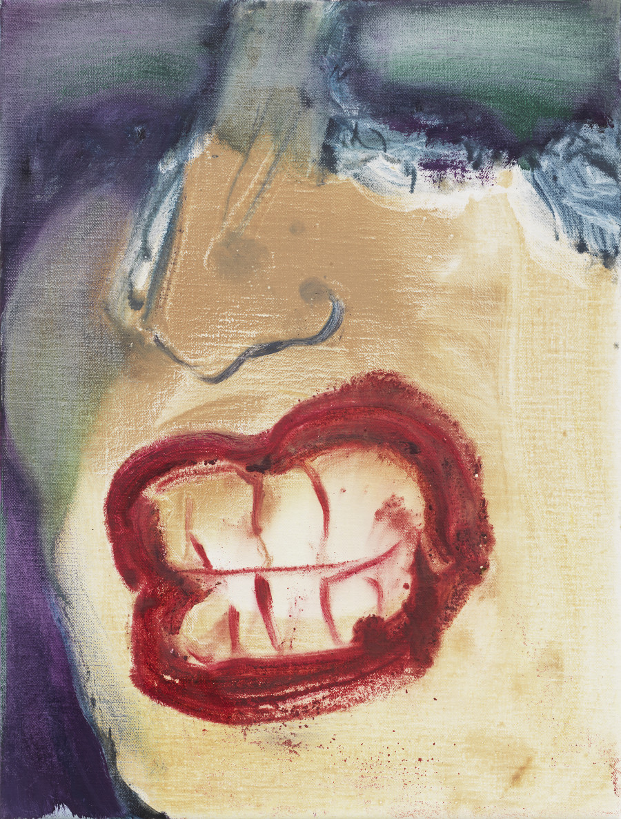 MARLENE DUMAS, TEETH, 2018. Oil on canvas 40 x 30 cm. Private Collection, Madrid © Marlene Dumas. Courtesy the Artist and David Zwirner Photo: Kerry McFate