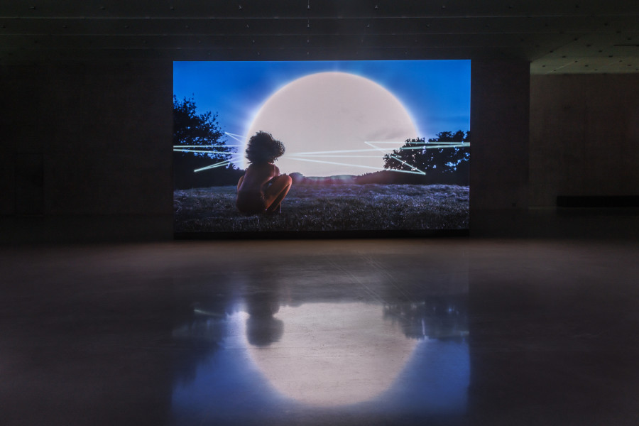 Koo Jeong A, Land of Ousss [Gravitta], Exhibition view third floor Kunsthaus Bregenz, 2026. [ EB ] Evocative Burst, 2025. Photo: Markus Tretter. © KOO JEONG A, Kunsthaus Bregenz. Courtesy of the artist