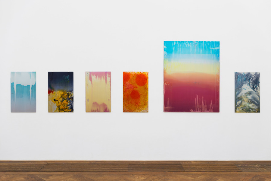 Raphael Hefti, installation view, Salutary Failures, Kunsthalle Basel, 2020, view on (f. l. t. r.) RHE 9512; RHE 9513; RHE 9514; RHE 9515; RHE 9516; RHE 9502, all 2020. Photo: Gunnar Meier / Kunsthalle Basel. Courtesy of the artist.