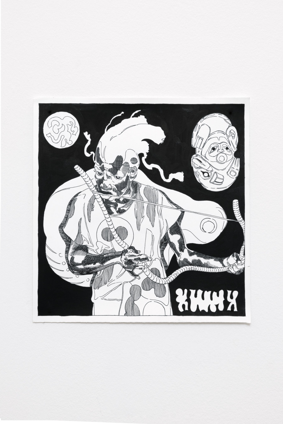 Richard Ayodeji Ikhide, Ayika Emi 1 (Spiritual Environment), 2022, Pen and acrylic ink on paper, 32 x 32cm.