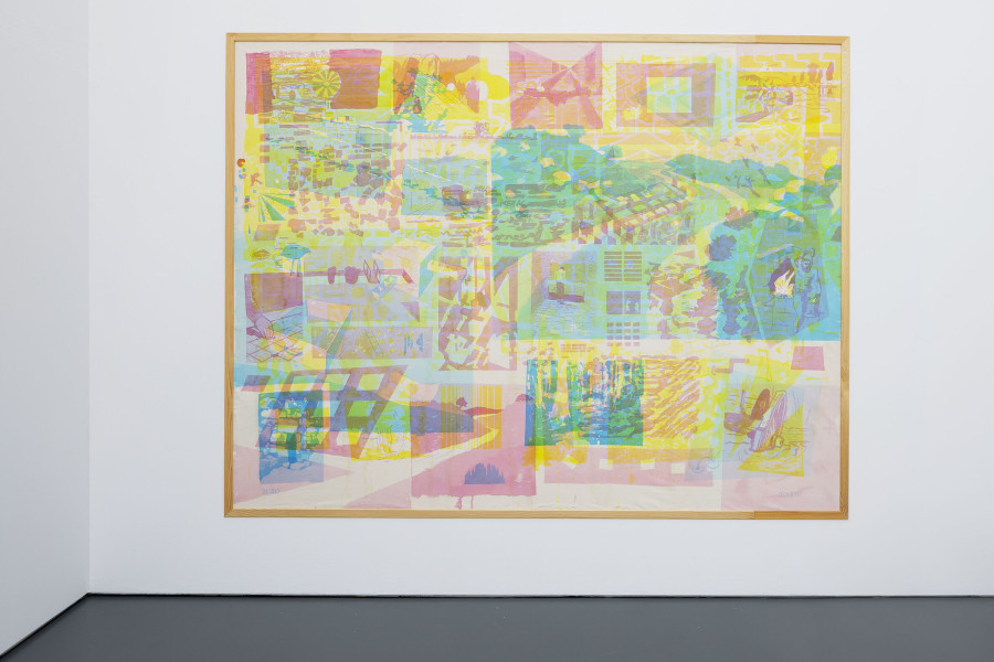Dominique Lämmli, Watery Landscapes (20–1), 2020 Acryl und Pigment auf Baumwolle, auf Keilrahmen bespannt, 300 × 160 × 4 cm Foto: René Rötheli