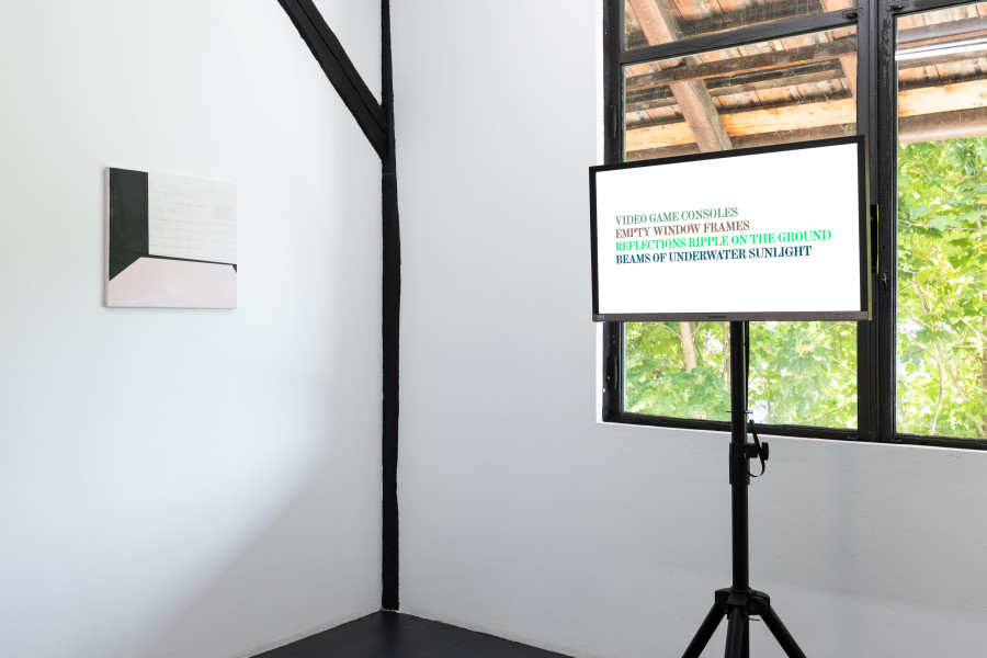 Left: Valentin Hauri, As Matters Stand, 2021, oil on canvas, 45 x 50 cm. Right: Rhea Myers, To-kens Equal Text 10, 2019, Ethereum ERC-998 and ERC-721 tokens. Photo: Kilian Bannwart