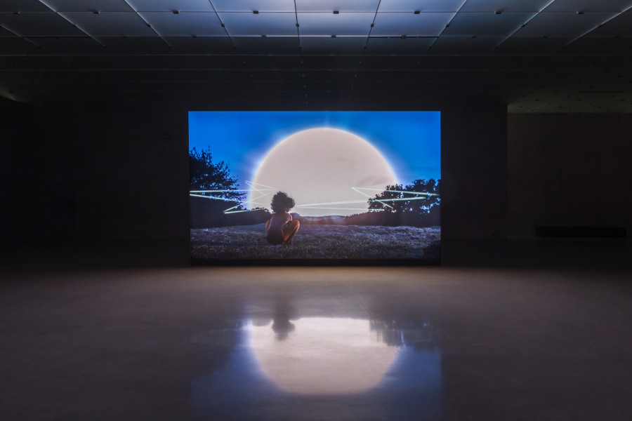 Koo Jeong A, Land of Ousss [Gravitta], Exhibition view third floor Kunsthaus Bregenz, 2026. [ EB ] Evocative Burst, 2025. Photo: Markus Tretter. © KOO JEONG A, Kunsthaus Bregenz. Courtesy of the artist