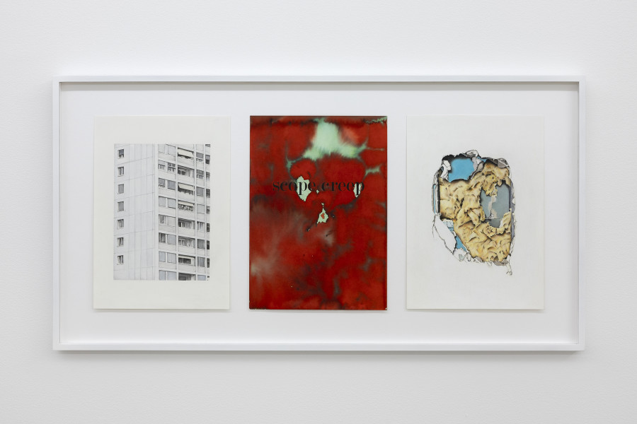 Untitled, 2025, colored pencil, pencil, inkjet print and ink on canvas, 42 x 81 cm. Photography: Gina Folly / all images copyright and courtesy of the artist and For, Basel