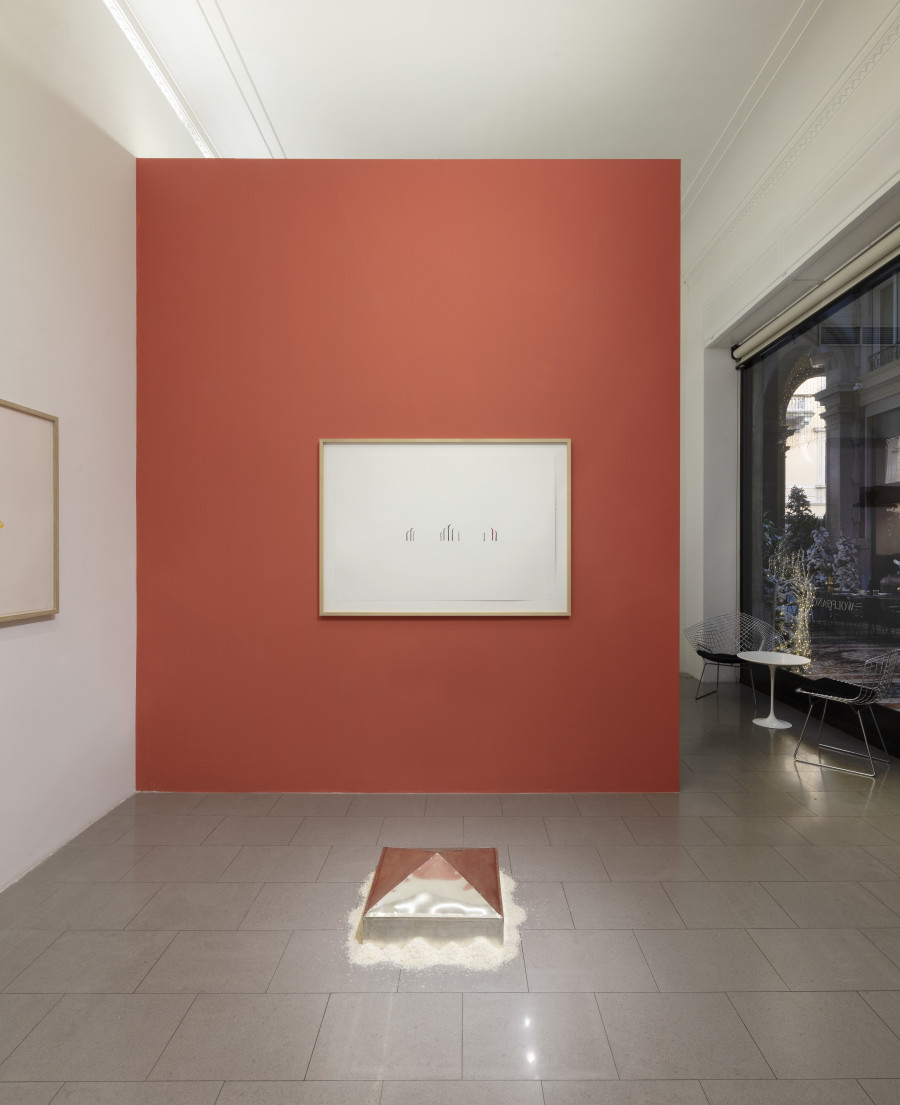 Installation view della mostra di Wolfgang Laib, Buchmann Lugano, 2023-2024, Courtesy Buchmann Lugano e l’artista, foto: Antonio Maniscalco.