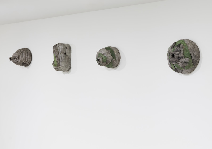 Pedro Wirz, Untitled (Nests #1 to #4), 2024, Fibre cement, acrylic paint, Ca. 30 x 30 x 20. Photo credit: Conradin Frei